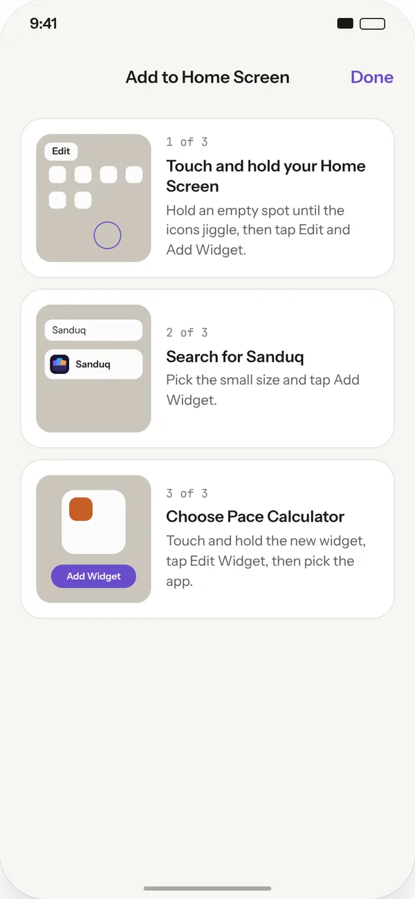 Three steps to add a widget on iPhone