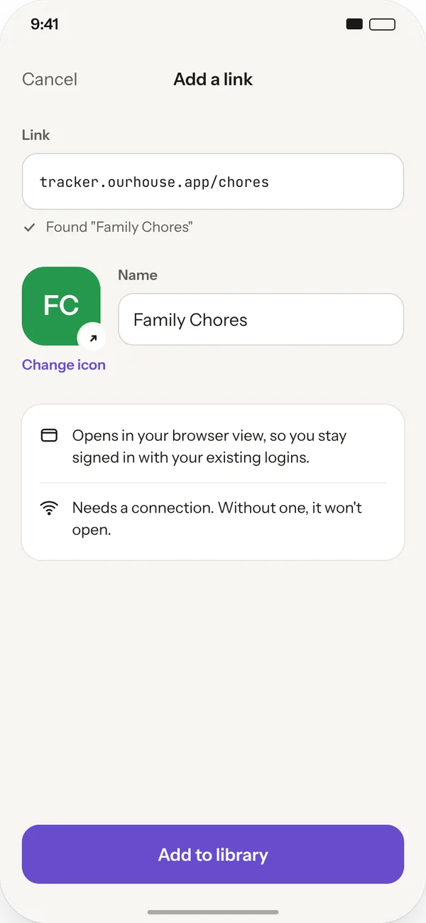 Adding a link app