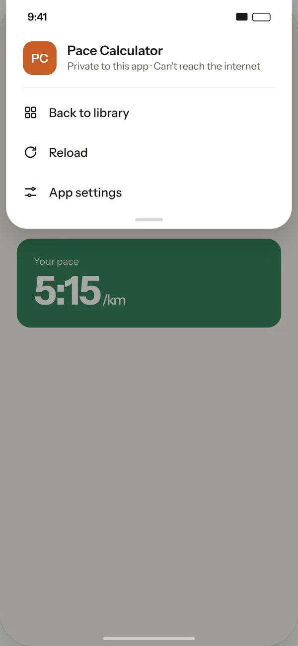 The app menu