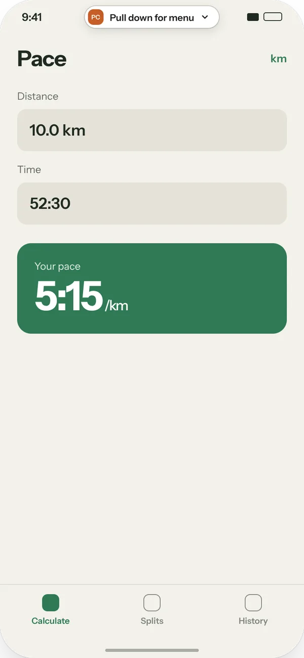 An app running full screen
