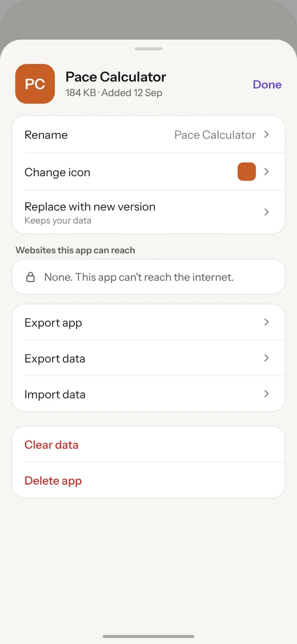 The list of websites an app can reach