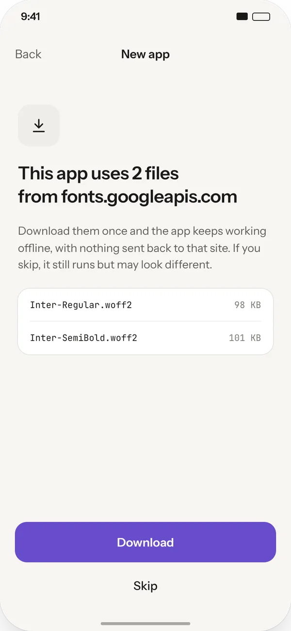 Downloading the files an app needs